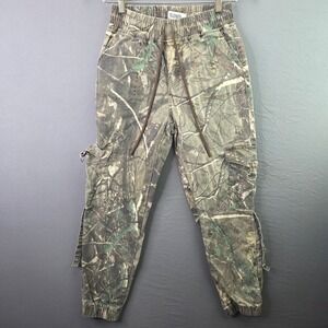 Telepatia Camo Cargo Joggers Mens Small Green Brown Tree Forest Utility Pants